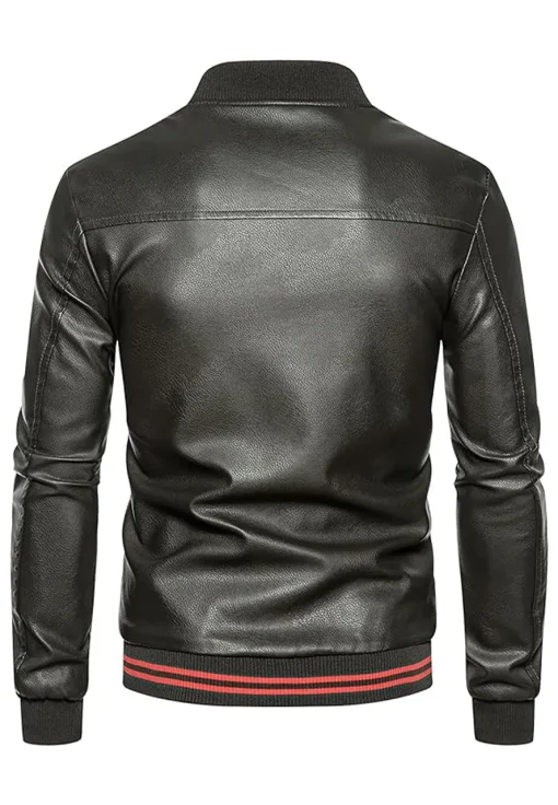 mens-casual-slim-fit-green-faux-leather-bomber-jacket