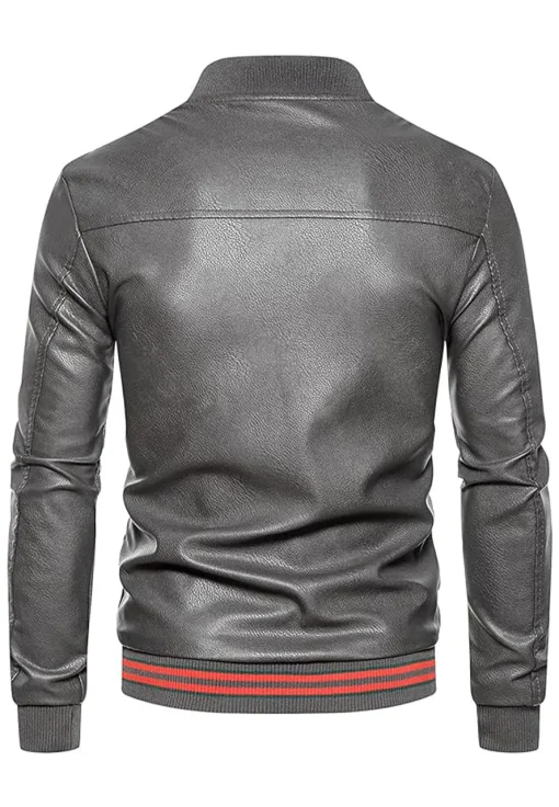 mens-casual-slim-fit-grey-faux-leather-bomber-jacket