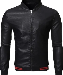 mens-casual-solid-slim-fit-black-faux-leather-bomber-jacket