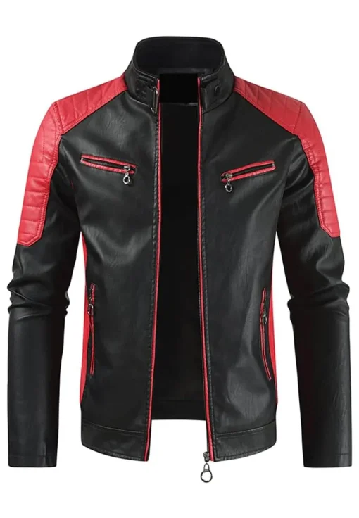 mens-classic-black-faux-leather-slim-fit-biker-jacket