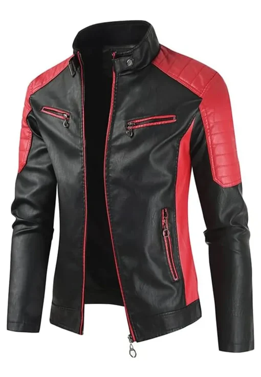 mens-classic-black-faux-leather-slim-fit-biker-jacket