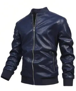 mens-classic-blue-faux-leather-bomber-jacket