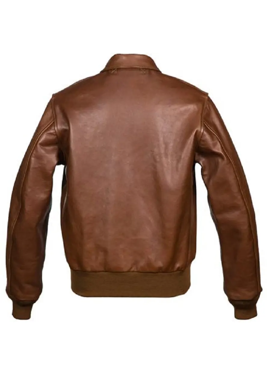 Men’s Classic Collar Brown Faux Leather Bomber Jacket 2 mens-classic-collar-brown-faux-leather-bomber-jacket