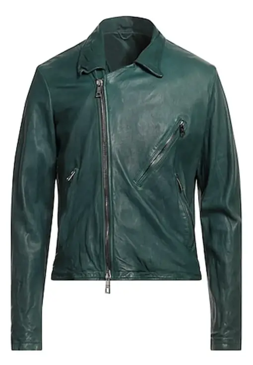 mens-classic-collar-green-faux-leather-biker-jacket