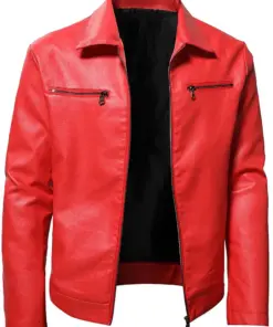 mens-classic-collar-red-faux-leather-biker-jacket