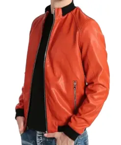 mens-classic-orange-faux-leather-bomber-jacket
