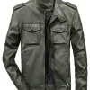mens-classic-stand-collar-green-faux-leather-jacket