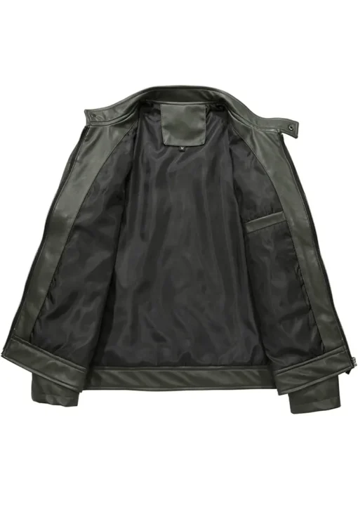 mens-classic-stand-collar-green-faux-leather-jacket