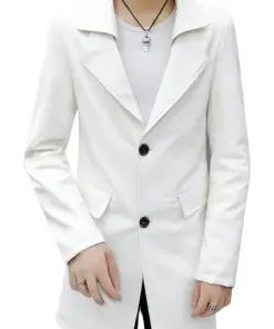 mens-classic-white-faux-leather-trench-coat