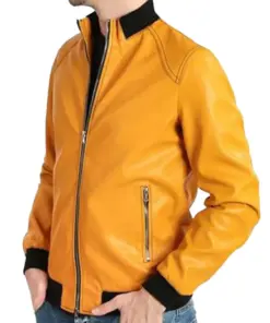 mens-classic-yellow-faux-leather-bomber-jacket