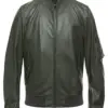 mens-dark-green-faux-leather-bomber-jacket