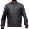 mens-designer-black-faux-leather-bomber-jacket