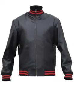 mens-designer-black-faux-leather-bomber-jacket