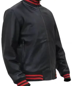 mens-designer-black-faux-leather-bomber-jacket