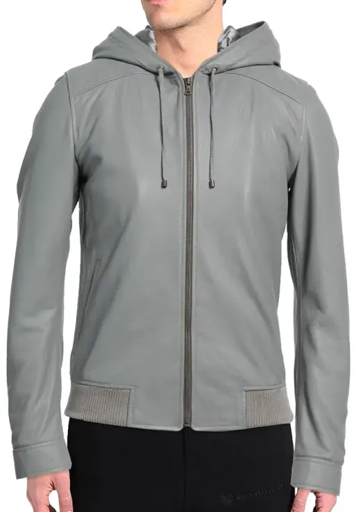 mens-grey-faux-leather-hooded-bomber-jacket