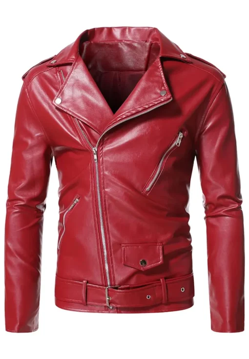mens-lapel-collar-red-faux-leather-biker-jacket