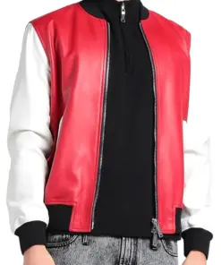 mens-red-and-white-faux-leather-bomber-jacket
