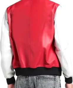 mens-red-and-white-faux-leather-bomber-jacket