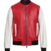 mens-red-and-white-faux-leather-bomber-jacket