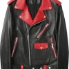 mens-red-lapel-collar-black-faux-leather-biker-jacket