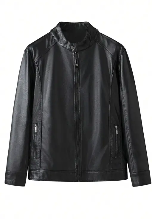 mens-regular-fit-faux-leather-black-jacket