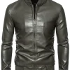 mens-ribbed-collar-green-bomber-faux-leather-jacket
