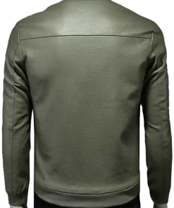 mens-ribbed-collar-green-faux-leather-bomber-jacket