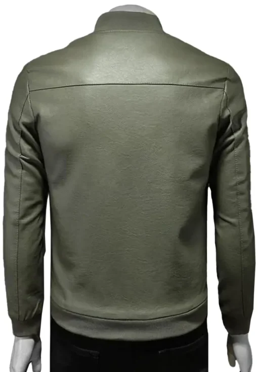 mens-ribbed-collar-green-faux-leather-bomber-jacket