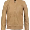 mens-round-collar-beige-faux-leather-bomber-jacket