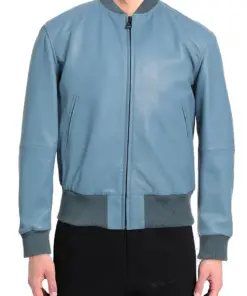 mens-round-collar-blue-bomber-faux-leather-jacket
