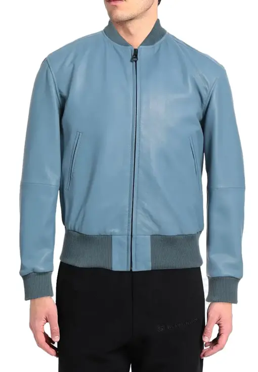 mens-round-collar-blue-bomber-faux-leather-jacket