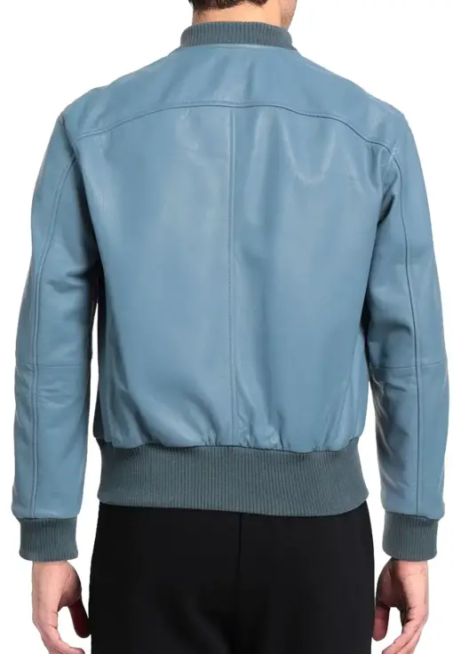 mens-round-collar-blue-bomber-faux-leather-jacket