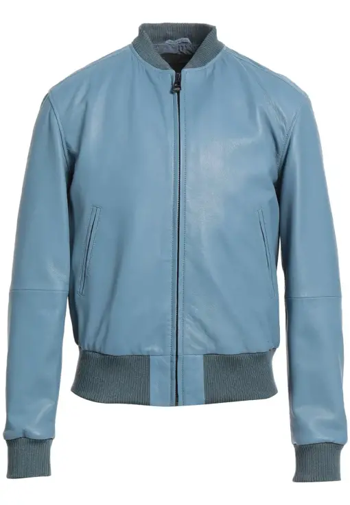 mens-round-collar-blue-bomber-faux-leather-jacket