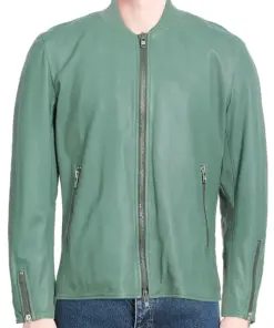 mens-round-collar-green-faux-leather-bomber-jacket