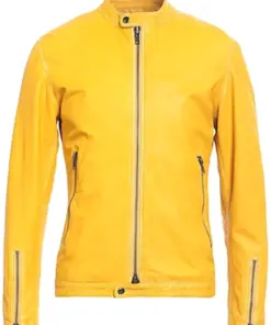 mens-round-collar-yellow-faux-leather-biker-jacket