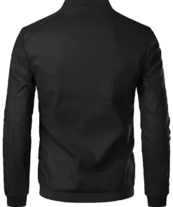 mens-simple-style-black-faux-leather-bomber-jacket