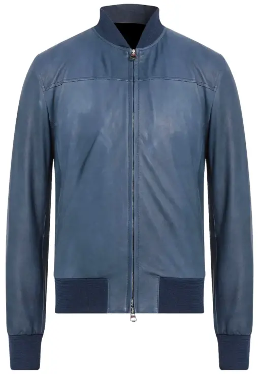 mens-slate-blue-faux-leather-bomber-jacket