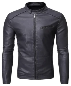 mens-slim-fit-casual-black-faux-leather-biker-jacket