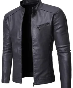 mens-slim-fit-casual-black-faux-leather-biker-jacket