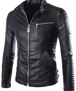 mens-slim-fit-zip-up-black-faux-leather-biker-jacket
