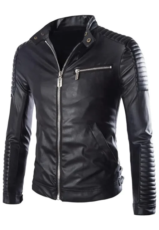 mens-slim-fit-zip-up-black-faux-leather-biker-jacket