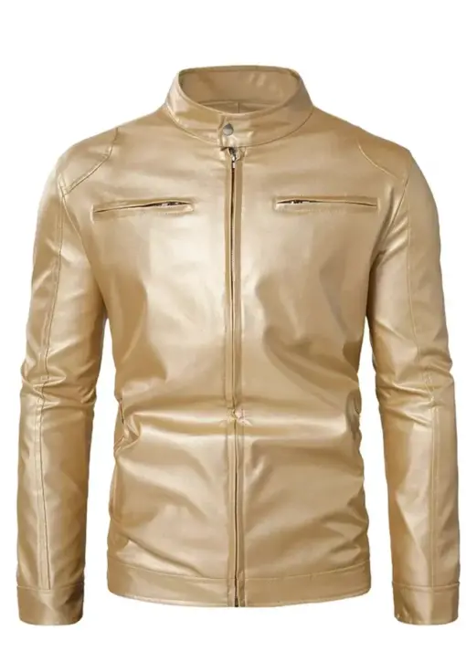 mens-stand-collar-gold-faux-leather-biker-jacket