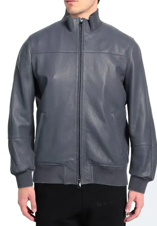 mens-stand-collar-grey-faux-leather-bomber-jacket