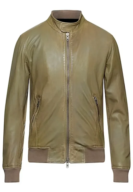 mens-stand-collar-military-green-faux-leather-bomber-jacket