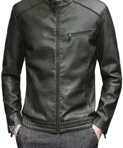 mens-stand-collar-vintage-green-faux-leather-moto-jacket