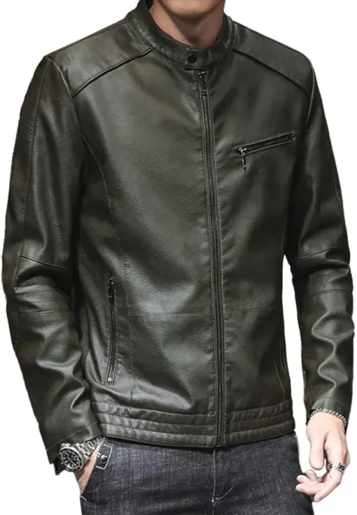 mens-stand-collar-vintage-green-faux-leather-moto-jacket