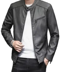 mens-stand-collar-vintage-green-faux-leather-moto-jacket