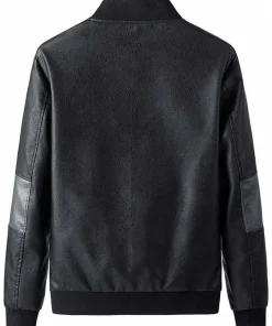 mens-trendy-long-sleeve-black-faux-leather-bomber-jacket