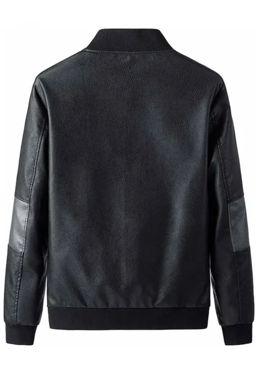 mens-trendy-long-sleeve-black-faux-leather-bomber-jacket