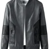 mens-trendy-long-sleeve-gray-faux-leather-bomber-jacket